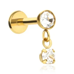 Labret złoty ozdobny z cyrkonią - LGW-017