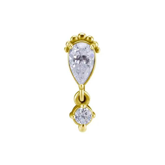 Nakrętka push in - ażurowy z białymi cyrkoniami - CoCr NF - złoty - PI-022