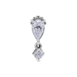 Nakrętka push in - ażurowy z białymi cyrkoniami - CoCr NF - srebrny - PI-022