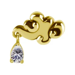 Nakrętka push in - chmura z białą cyrkonią - CoCr NF - złoty - PI-009