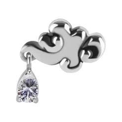 Nakrętka push in - chmura z białą cyrkonią - CoCr NF - srebrny - PI-009