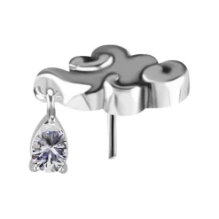 Nakrętka push in - chmura z białą cyrkonią - CoCr NF - srebrny - PI-009