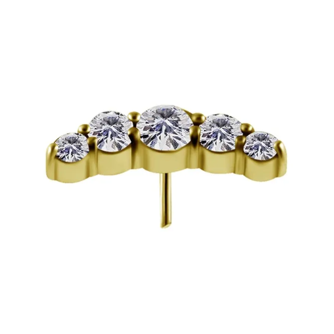 Nakrętka push in - cluster z białymi cyrkoniami - CoCr NF - złoty - PI-057