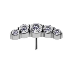 Nakrętka push in - cluster z białymi cyrkoniami - CoCr NF - srebrny - PI-057