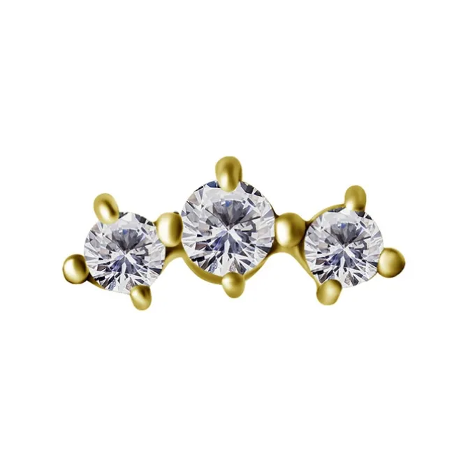 Nakrętka push in - cluster z białymi cyrkoniami - CoCr NF - złoty - PI-058