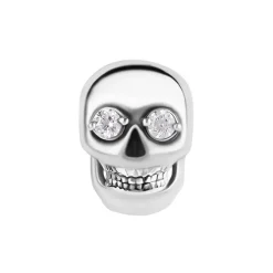 Nakrętka push in - czaszka z białymi cyrkoniami - CoCr NF - srebrny - PI-005