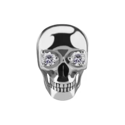 Nakrętka push in - czaszka z białymi cyrkoniami - CoCr NF - srebrny - PI-014