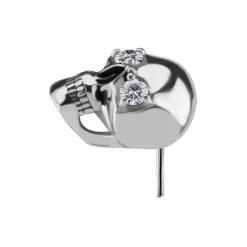 Nakrętka push in - czaszka z białymi cyrkoniami - CoCr NF - srebrny - PI-014