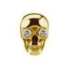 Nakrętka push in - czaszka z białymi cyrkoniami - CoCr NF - złoty - PI-014