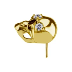 Nakrętka push in - czaszka z białymi cyrkoniami - CoCr NF - złoty - PI-014