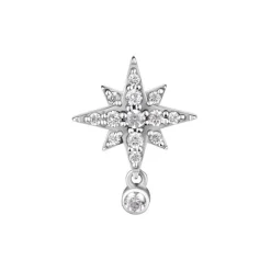 Nakrętka push in - gwiazda z białymi cyrkoniami - CoCr NF - srebrny - PI-023