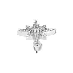 Nakrętka push in - gwiazda z białymi cyrkoniami - CoCr NF - srebrny - PI-023