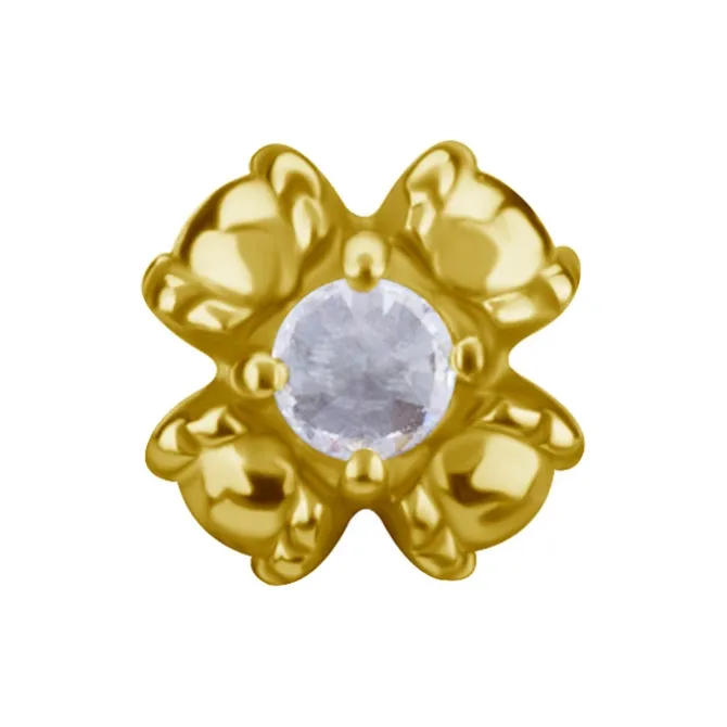 Nakrętka push in - korona z białą cyrkonią - CoCr NF - złoty - PI-021