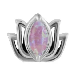 Nakrętka push in - kwiat lotosu z fioletowym opalem - CoCr NF - srebrna - PI-003
