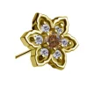 Nakrętka push in - kwiat z pomarańczową i białymi cyrkoniami - CoCr NF - złoty - PI-007