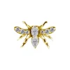 Nakrętka push in - latający owad z białą cyrkonią - CoCr NF - złoty - PI-018