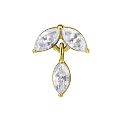 Nakrętka push in - listki z białymi cyrkoniami - CoCr NF - złoty - PI-024