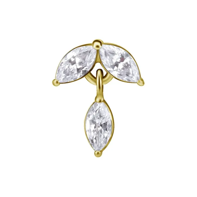 Nakrętka push in - listki z białymi cyrkoniami - CoCr NF - złoty - PI-024