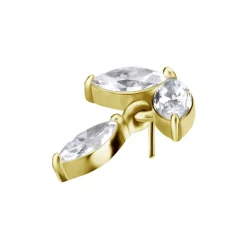 Nakrętka push in - listki z białymi cyrkoniami - CoCr NF - złoty - PI-024