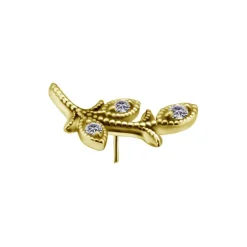 Nakrętka push in - listki z białymi cyrkoniami - CoCr NF - złoty - PI-019