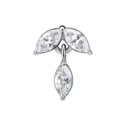 Nakrętka push in - listki z białymi cyrkoniami - CoCr NF - srebrny - PI-024