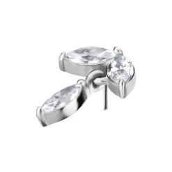 Nakrętka push in - listki z białymi cyrkoniami - CoCr NF - srebrny - PI-024