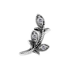 Nakrętka push in - listki z białymi cyrkoniami - CoCr NF -srebrny - PI-019