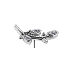 Nakrętka push in - listki z białymi cyrkoniami - CoCr NF -srebrny - PI-019