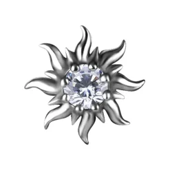 Nakrętka push in - słońce z białą cyrkonią - srebrny - PI-063