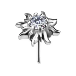 Nakrętka push in - słońce z białą cyrkonią - srebrny - PI-063