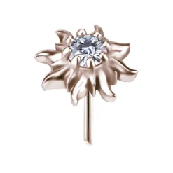 Nakrętka push in - słońce z białą cyrkonią - różowe złoto - PI-063