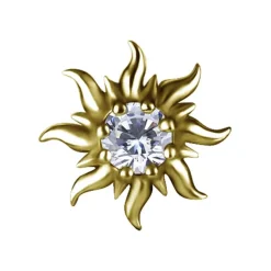 Nakrętka push in - słońce z białą cyrkonią - złota - PI-063
