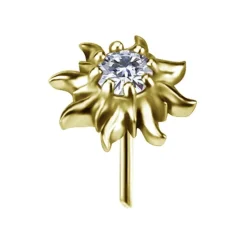 Nakrętka push in - słońce z białą cyrkonią - złota - PI-063