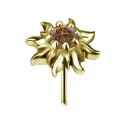 Nakrętka push in - słońce z szampańską cyrkonią - złota - PI-063