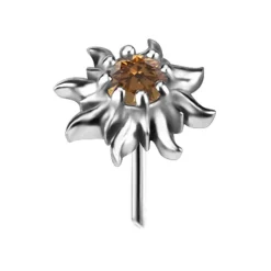 Nakrętka push in - słońce z szampańską cyrkonią - srebrny - PI-063