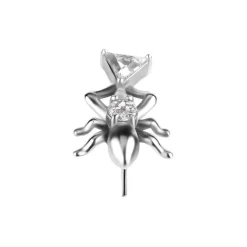 Nakrętka push in - żuk z białą cyrkonią - CoCr NF - srebrny - PI-017