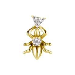 Nakrętka push in - żuk z białą cyrkonią - CoCr NF - złoty - PI-017