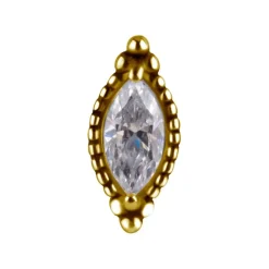 Nakrętka push in - z białą cyrkonią - CoCr NF - złoty - PI-006