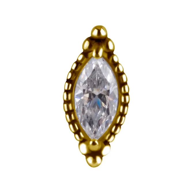 Nakrętka push in - z białą cyrkonią - CoCr NF - złoty - PI-006