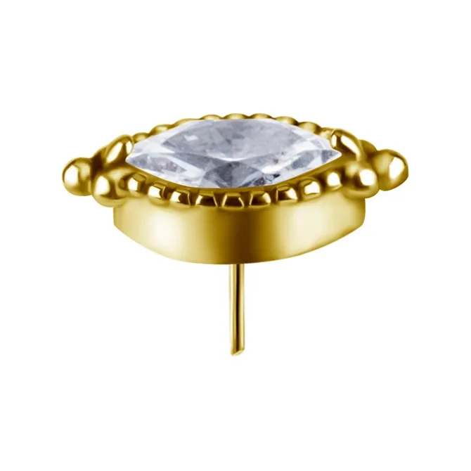 Nakrętka push in - z białą cyrkonią - CoCr NF - złoty - PI-006