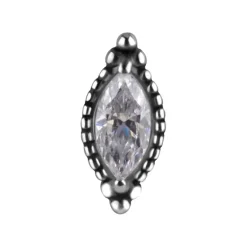 Nakrętka push in - z białą cyrkonią - CoCr NF - srebrny - PI-006