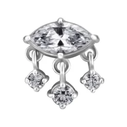 Nakrętka push in - z białymi cyrkoniami - CoCr NF - srebrny - PI-010