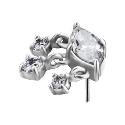 Nakrętka push in - z białymi cyrkoniami - CoCr NF - srebrny - PI-010