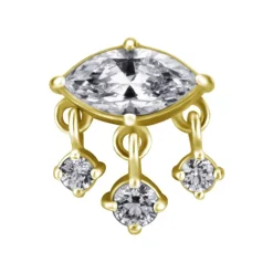 Nakrętka push in - z białymi cyrkoniami - CoCr NF - złoty - PI-010