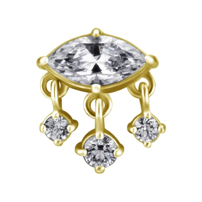 Nakrętka push in - z białymi cyrkoniami - CoCr NF - złoty - PI-010