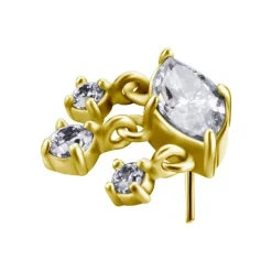 Nakrętka push in - z białymi cyrkoniami - CoCr NF - złoty - PI-010