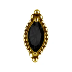 Nakrętka push in - z czarną cyrkonią - CoCr NF - złoty - PI-006