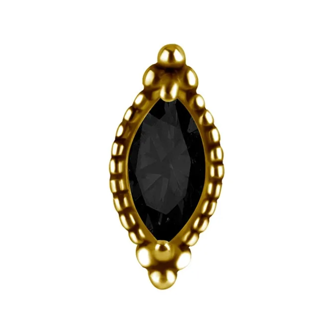 Nakrętka push in - z czarną cyrkonią - CoCr NF - złoty - PI-006