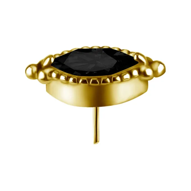 Nakrętka push in - z czarną cyrkonią - CoCr NF - złoty - PI-006
