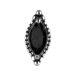 Nakrętka push in - z czarną cyrkonią - CoCr NF - srebrny - PI-006